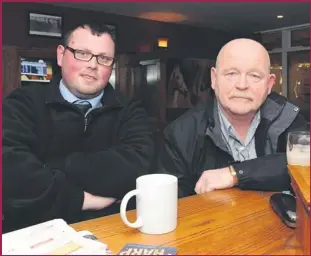  ??  ?? Customers Derek Whelan and Pat Horgan relaxing in Corkery's Bar, High Street, Killarney, last week.