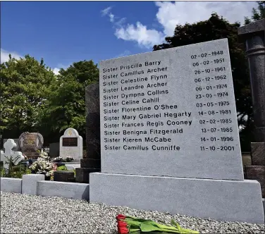  ??  ?? memorial: The grave at Knock, Co. Mayo where 12 of the Bon Secours sisters were reinterred