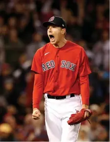  ?? ?? BULLPEN ACE: Nick Pivetta reacts after striking out Tampa Bay’s Jordan Luplow to retire the side during the 11th inning.