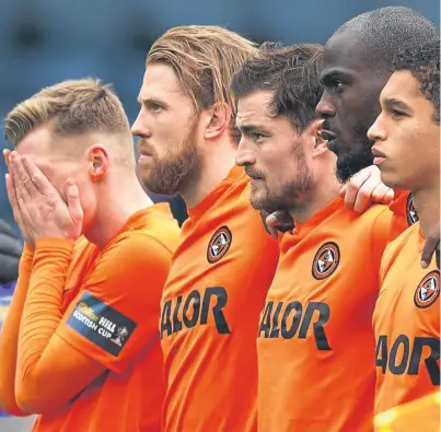  ?? SNS. ?? Above: anxiety on the faces of Dundee United’s players during the shoot-out defeat at Hampden.