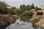  ?? AN photos by Ali Ali ?? The Jaghjagh River, a Euphrates tributary, suffers from poor flow in Qamishli due to Turkish dam-building upstream and local waste dumping.
