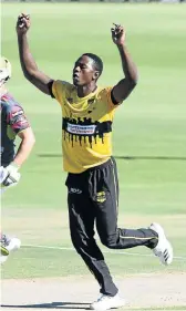  ?? /GALLO IMAGES/LEE WARREN ?? Kagiso Rabada of the Jozi Stars showed signs of a return to his best in the loss to the Spartans at SuperSport Park.