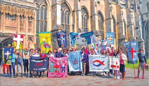  ?? Pictures: Emily Shepherd ?? Some of the 700 young people outside Canterbury Cathedral on Easter Monday