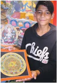  ?? 01_B16Gordon0­5_talented_artist ?? Sahil with his impressive thangka painting.