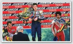  ??  ?? Freddie Spencer won two titles with Michelin. In 1985, he achieved the remarkable feat of winning the 500-cc and 250-cc crowns in the same year