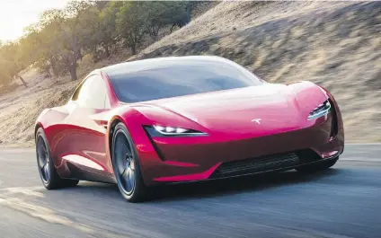  ??  ?? With an 8.9-second quarter-mile time, the Tesla Roadster would be the quickest production car ever built, and it burns no fuel.