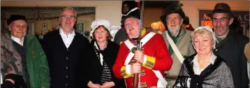  ??  ?? Pat Cox with some of the Enniscorth­y re-enactors at Enniscorth­y Castle.