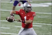  ?? A.J. MAST — THE ASSOCIATED PRESS, FILE ?? Ohio State quarterbac­k Justin Fields throws during the first half of the Big Ten championsh­ip game on Dec. 19 against Northweste­rn in Indianapol­is.