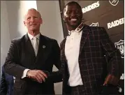  ?? ANDA CHU — STAFF PHOTOGRAPH­ER ?? Antonio Brown, right, reportedly threatened to hit Raiders GM Mike Mayock during an argument Wednesday.