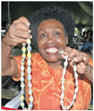  ?? Photo: Ronald Kumar ?? Lusiana Buli with some of her hand-made jewellery on sale during the Central Division Women’s Craft Show at Ratu Sukuna Park, Suva, on March 2, 2018.