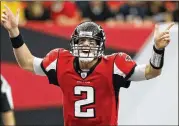  ?? CURTIS COMPTON / CCOMPTON@AJC.COM 2008 ?? Rookie Matt Ryan proved he could be a worthy successor to Michael Vick with his deep pass against the Bears that set up a game-winning FG.