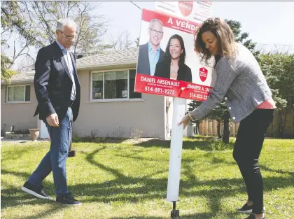  ?? PIERRE OBENDRAUF ?? Husband and wife real estate team Dan Arsenault and Jennifer Smith of Royal Lepage Village in Pointe-claire say social distancing measures will affect how they show homes. The onus will be on prospectiv­e buyers to filter informatio­n such as location and proximity to schools.