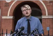  ?? Annapolis, Md. JOSE LUIS MAGANA — THE ASSOCIATED PRESS ?? Steven Rittenour brother of Rebecca Smith who died in the Capital Gazette newsroom shooting in 2018, speaks during a news conference outside of the courthouse following the sentencing verdict of Jarrod W. Ramos, Tuesday in