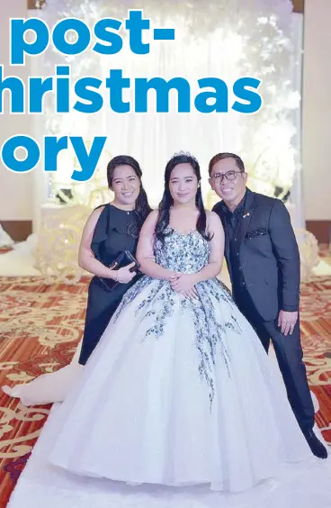  ??  ?? Ruel ‘Ahwel’ Paz with wife Ma. Theresa San Juan and their only daughter Mary Elijah. ‘They are my biggest blessing,’ says Ahwel (shown left with Jobert Sulcadito, his co-host on the dzMM program Show Buzz, 10:30 to 11 weeknights).