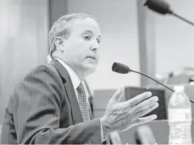  ?? Associated Press file ?? Texas Attorney General Ken Paxton, known for suing the federal government under President Barack Obama, said he hopes to work with the Trump administra­tion to eliminate many of the policies enacted in the last eight years.