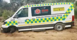  ?? Picture: Saps ?? FALSE ALARM. A hijacked ambulance in Belfast, Mpumalanga, that was stripped of its engine and parts after suspects made a false call.