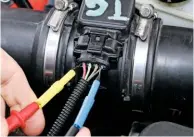  ??  ?? Should you suspect that a sensor is faulty, you can back probe and measure its values with a multimeter. In many cases, you will need the values from which you can compare the result. Advanced diagnostic hardware can provide this informatio­n.