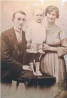  ??  ?? Coastwatch­er Lionel Veale with his WWII service medals and (from top) a young man heads off to war and with his parents Clifford and Mary Veale.