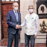  ??  ?? Dr S Jaishankar with Secretary of Security Council of Russia Nikolai Patrushev in New Delhi