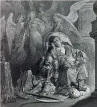  ??  ?? Arriba, manuscrito de La cara de ángel, poema corto de Edgar Allan Poe. A la derecha, ilustració­n de Gustavo Doré para la composició­n poética más famosa de Poe, El cuervo, que el escritor solía recitar con las luces apagadas ante un público embelesado por su voz.