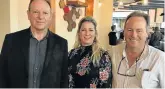  ?? Picture: GILLIAN McAINSH ?? OPENING DAY: Greg Milne, left, Claire Pouroullis and Robbie Barnard celebrated the opening of phase 1 of the redevelopm­ent of Walmer Park Shopping Centre