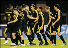  ?? COURTESY PHOTO ?? New Mexico United hug it out after a loss on the road to El Paso Locomotive FC on Sept. 6.