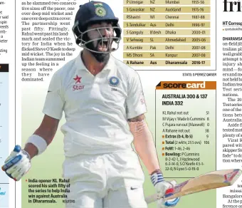  ?? REUTERS ?? India opener KL Rahul n scored his sixth fifty of the series to help India win against Australia in Dharamsala.