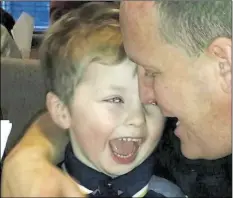  ??  ?? Left, Ollie Jones smiles with dad Lloyd and, right, an idea of the headstone the family wanted