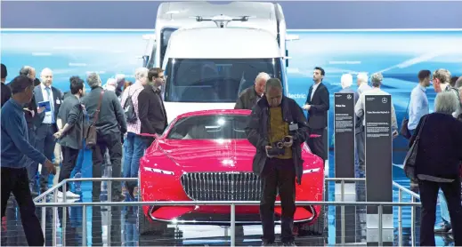  ??  ?? A Mercedes-Benz Maybach 6 on display at the CityCube exhibition in Berlin. (AP)