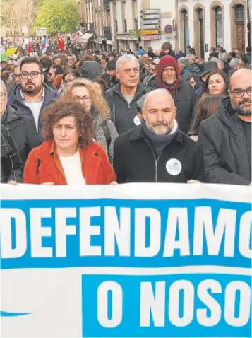  ?? // EP ?? Ana Pontón, Goretti Sanmartín y Néstor Rego, en la marcha por los pélets