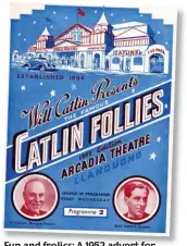  ??  ?? Fun and frolics: A 1952 advert for Will Catlin’s seaside entertainm­ent