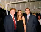  ??  ?? Donald Trump with his future wife, Melania, and Prince Andrew at the Mar-a-Lago estate on 12 February 2000. Photograph: Davidoff Studios Photograph­y/Getty Images