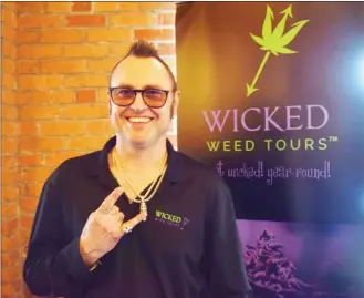  ?? STEVE MacNAULL/The Daily Courier ?? Nicholas Wilson launched his Wicked Weed Tours at Tuesday’s Central Okanagan Tourism Industry Showcase &amp; Hiring Fair at the Laurel Packinghou­se.
