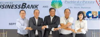  ??  ?? L-R: EVP Perry Doroja - PDPI; President Vicente D. Ong III – BCBI; President & CEO Rolando R. Avante – PBB; Nery Joachim D. Ong — PDPI; Corporate Secretary Victoria O. Banzon – PDPI