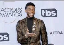  ?? PHOTO BY WILLY SANJUAN/INVISION/AP, FILE ?? In this Jan. 27, 2019 file photo, Chadwick Boseman arrives at the 25th annual Screen Actors Guild Awards at the Shrine Auditorium & Expo Hall in Los Angeles.