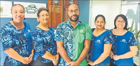  ?? Picture: SUPPLIED ?? Fantasha Lockington (2nd from left) and team of Fiji Hotel and Tourism Associatio­n.