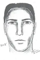  ??  ?? This 1996 police sketch depicts the assailant who beat 79-yearold Dorothy Darnel so severely that she lost sight in one eye.