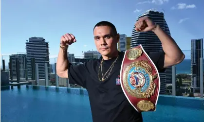  ?? Photograph: Darren England/ AAP ?? Australian boxer Tim Tszyu. His title fight against Carlos Ocampo is in doubt after he was bitten by a dog.