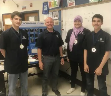  ?? SUBMITTED PHOTOS ?? Pottstown High School’s STEM team is, from left, Will Levey 10th grade, teacher Andy Bachman, Nada Elgendy 11th grade and, Abdel Elgendy 10th grade.