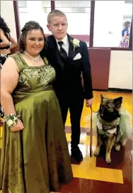  ?? Photo submitted ?? Jackson Fine’s autism service dog Jasmine dressed up for prom and attended the event with Jackson and his girlfriend.