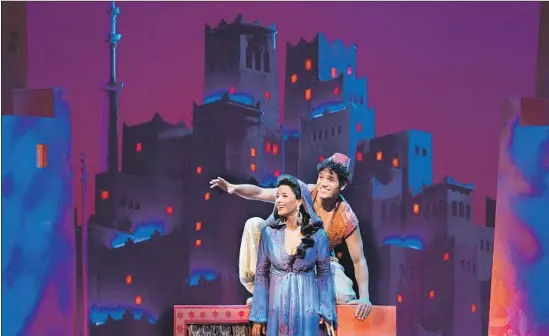  ?? Deen van Meer ?? ADAM JACOBS stars in the title role alongside Courtney Reed as Jasmine in this stage production of “Aladdin,” a reimaginin­g of the 1992 animated Disney movie.