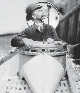  ??  ?? Innovative: John Philip Holland in his submersibl­e craft