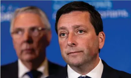  ?? Photograph: Diego Fedele/AAP ?? Matthew Guy has announced he will step down as Victoria’s Liberal party leader after a second crushing state election defeat to Labor’s Daniel Andrews.