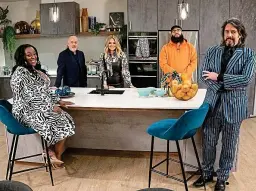  ??  ?? Are these homes for real? Bill Bailey with This Is My House celebritie­s Judi Love, Emily Atack, Jamali Maddix and Laurence Llewelyn-Bowen