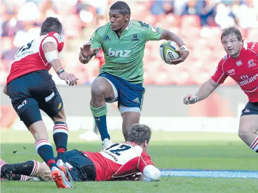  ?? Photo: GALLO IMAGES ?? Waisake Naholo slips a tackle against the Lions last week.