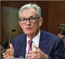  ?? ALEX WONG/GETTY IMAGES/TNS ?? Federal Reserve Board Chairman Jerome Powell has praised Alan Greenspan’s “fortitude” and foresight in an earlier period. It may be a lesson he can draw on in months ahead.