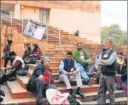  ?? HT PHOTO ?? Despite a warning from the administra­tion, the JNUTA on Monday took part in the strike and demanded ‘restoratio­n of academic and institutio­nal functionin­g of the University’.