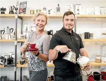  ??  ?? Coffee is in the DNA of Ange Spori and James Graham of The Coffee Company in Nelson.