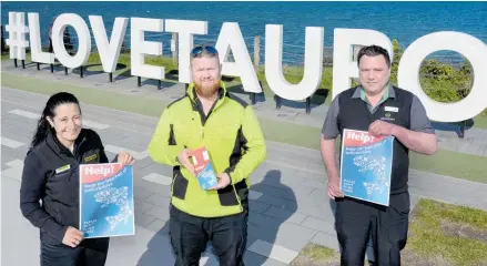  ?? ?? Pak n Save business manager Jody Kelly (left), Taupō District Council water and wastewater treatment manager Shannon McMillan and Countdown Taupō store manager Jess Stubbs.