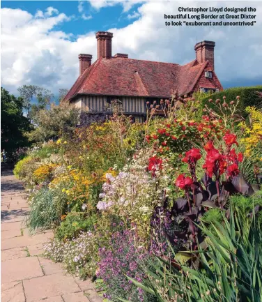  ??  ?? Christophe­r Lloyd designed the beautiful Long Border at Great Dixter to look “exuberant and uncontrive­d”